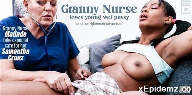 Malinde - Granny Nurse Malinde Does A Pussylicking Check Up On Hot Black Young Babe Samantha Cruuz (2024/Mature/FullHD)