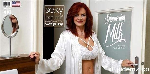 Andi James - Sexy Redhead Milf Andi James Playing With Her Wet Pussy In The Shower (2024/Mature/FullHD)